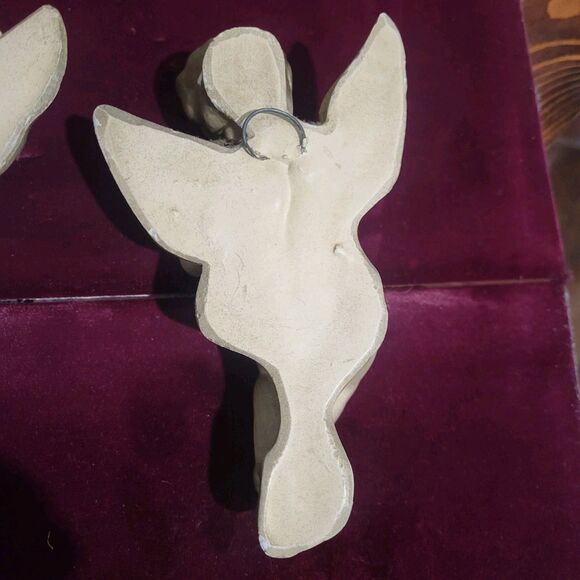 Vintage Cherub Pair Chalk Ware Plaster Wall Decor Hollywood Regency Gold Tone MC - Picture 7 of 16